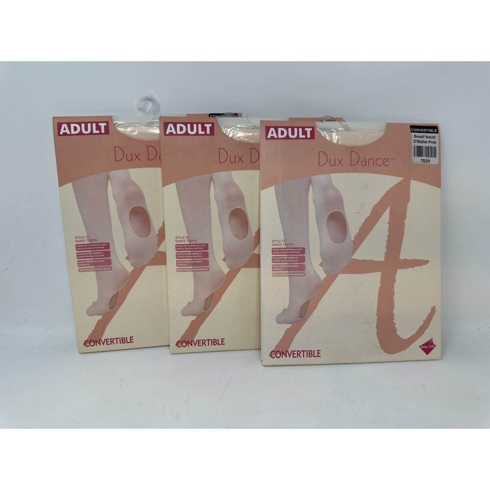 3X New Adult Convertible Soft Ballet Pink Dance Tights Women's Small Style 7D